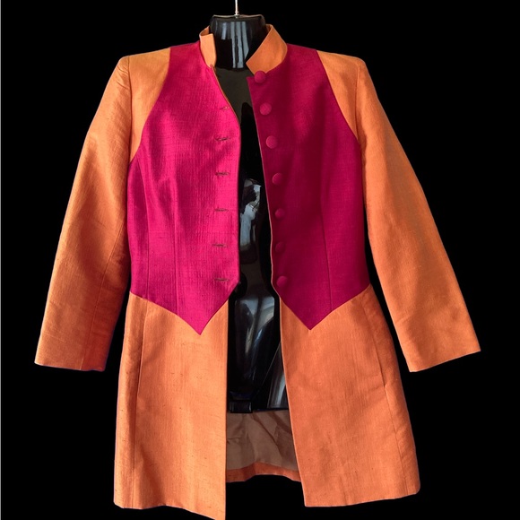 Vintage raw silk jacket in gorgeous fall colors - Picture 3 of 4